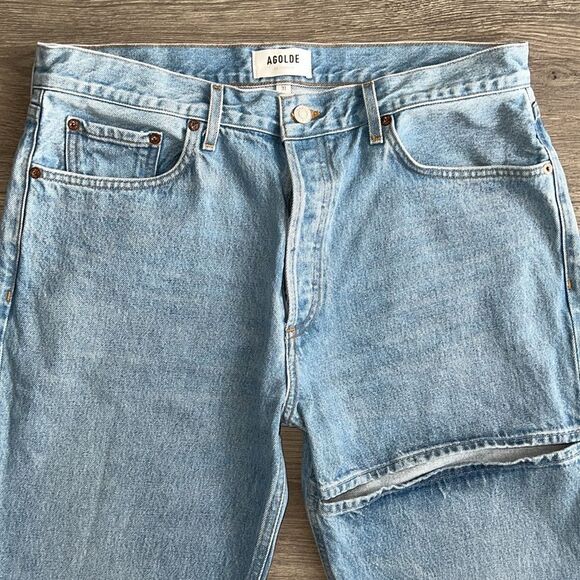 AGOLDE Lana Slice Straight Leg Jeans Size 31 Mid Rise Light Blue 90s Revolve - Picture 6 of 13